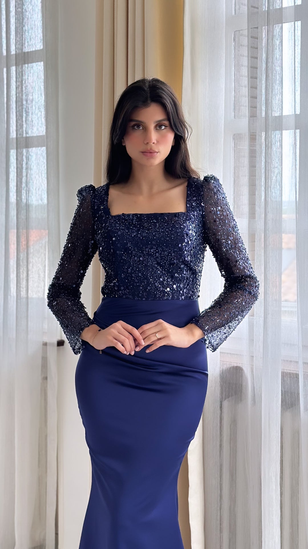 Robe de soirée manche longue