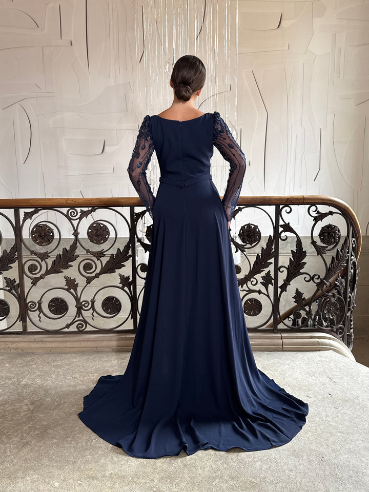 Robe de soirée chic bleu marine