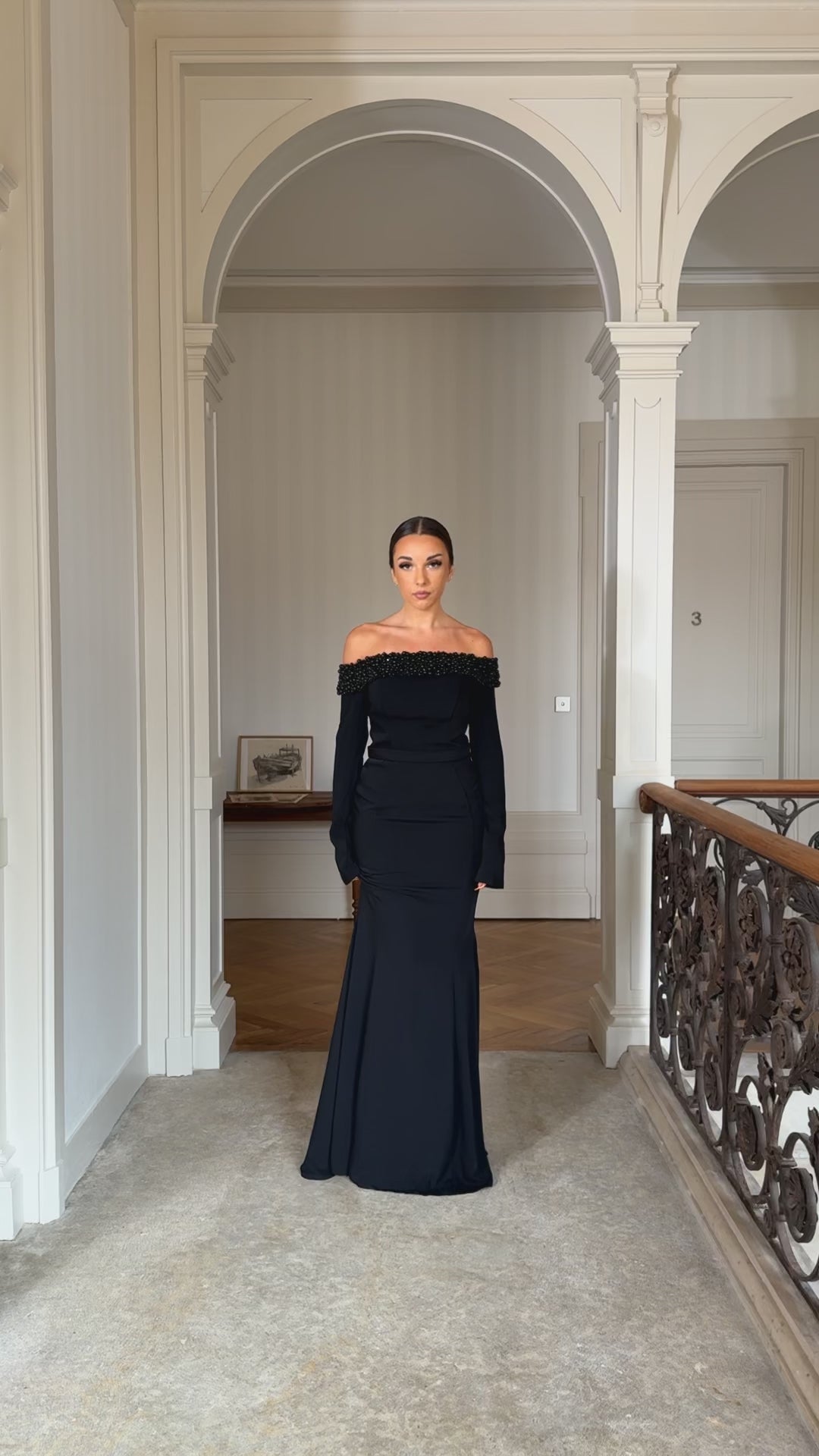 robe de soirée chic noir, sans fente