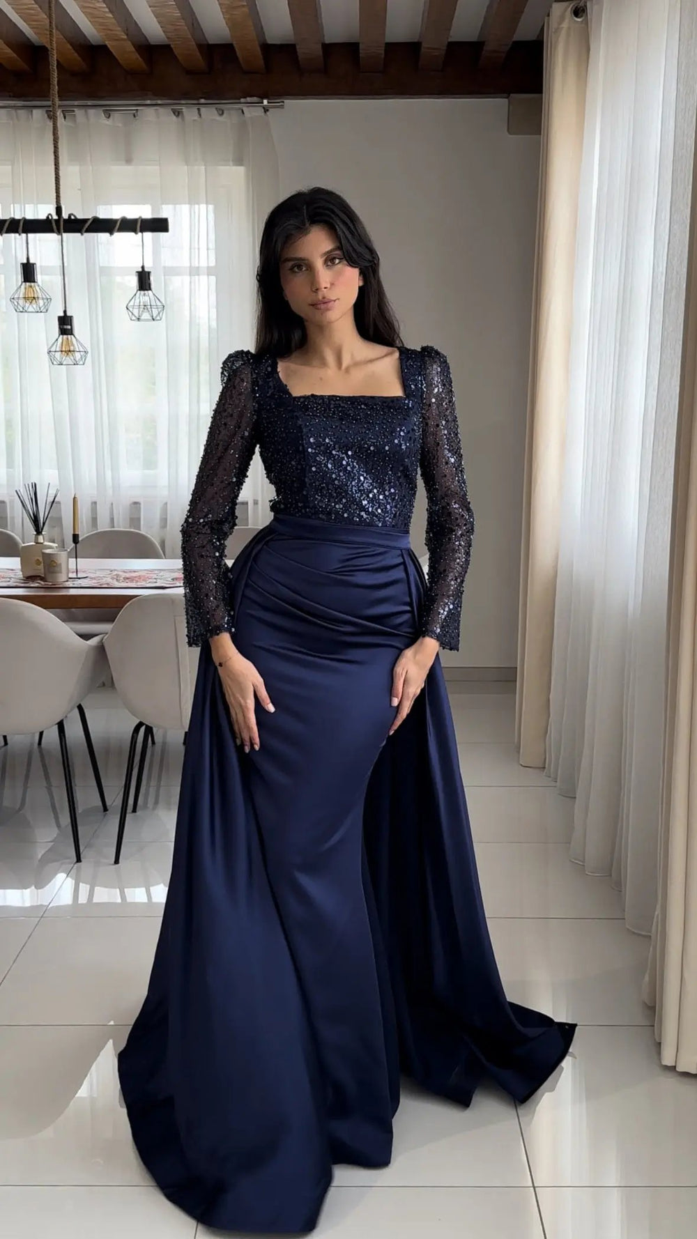 Robe de soirée manche longue