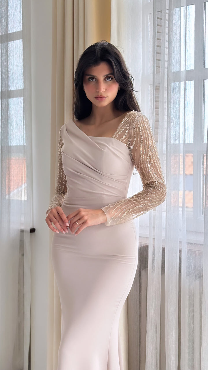 Robe de soirée beige 