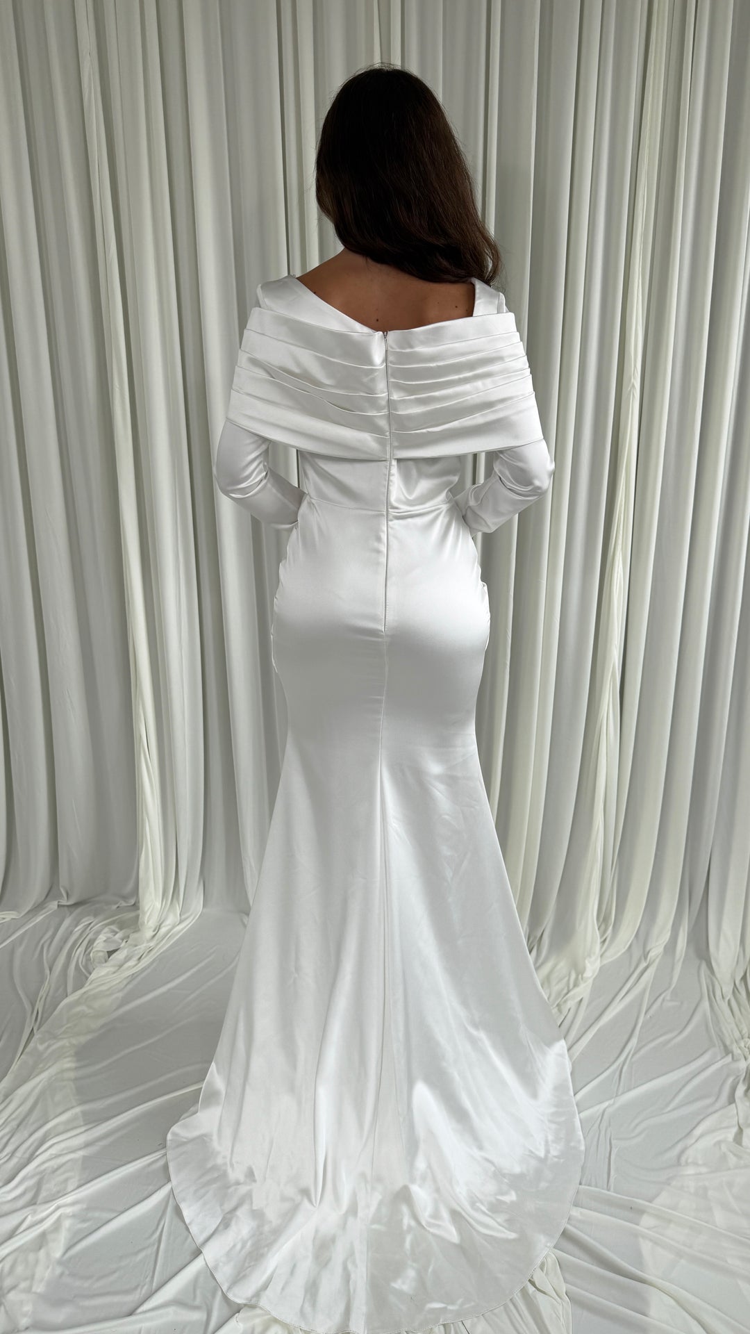 White Satin Mermaid Wedding Dress - Laura