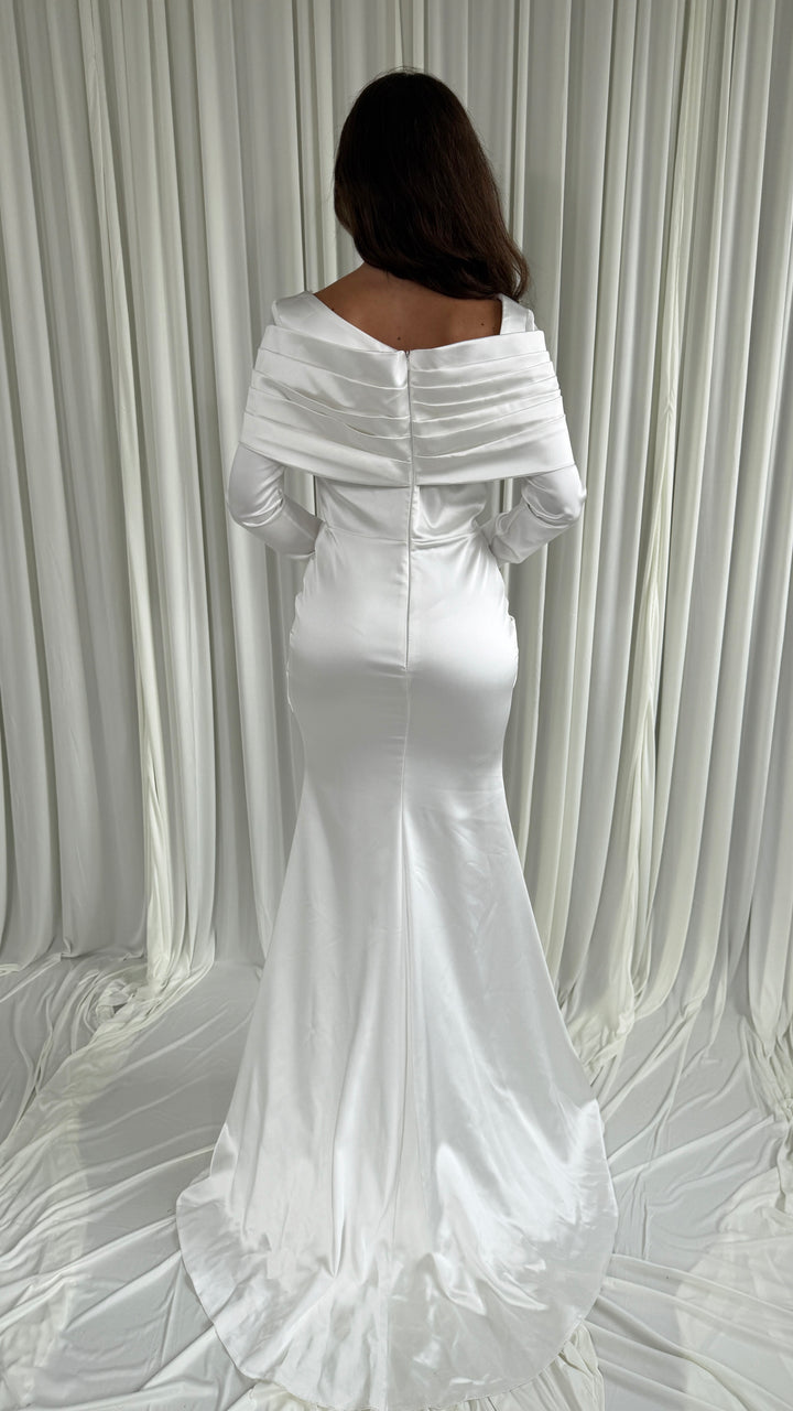 White Satin Mermaid Wedding Dress - Laura