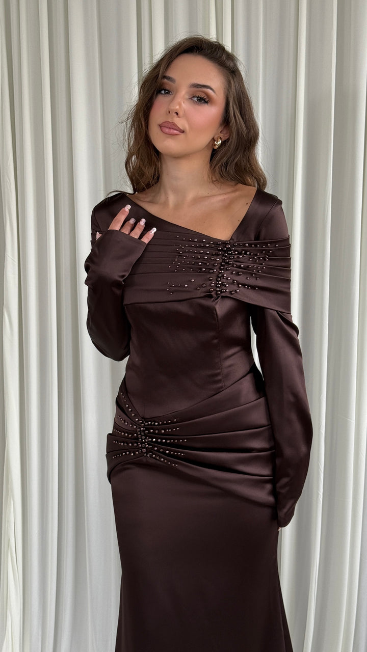 Brown Mermaid Evening Dress - Laura