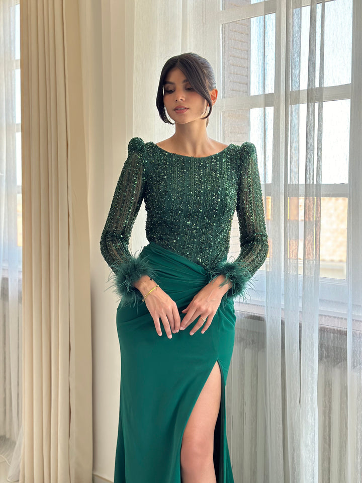 Robe de soirée verte 