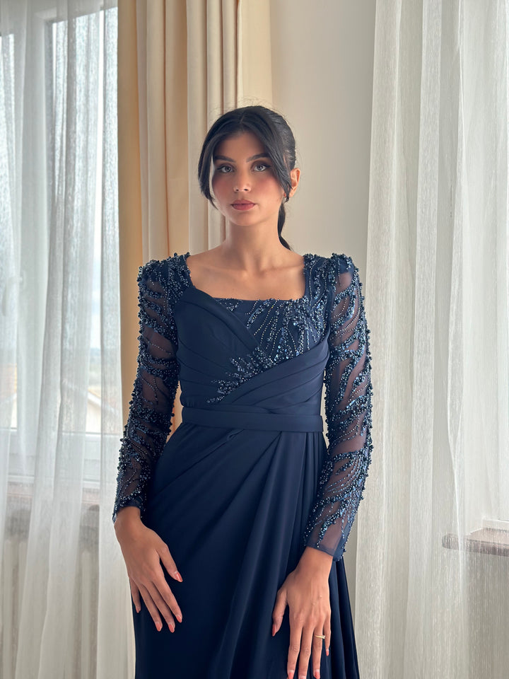 Robe de soirée longue bleu