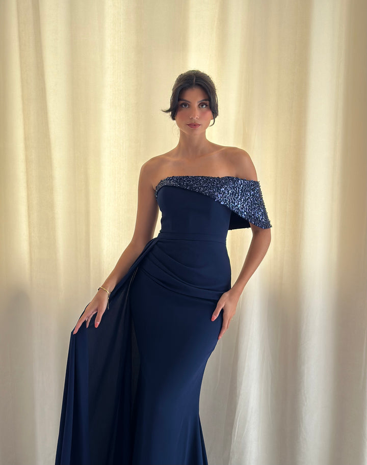 robe de soirée bleu marine