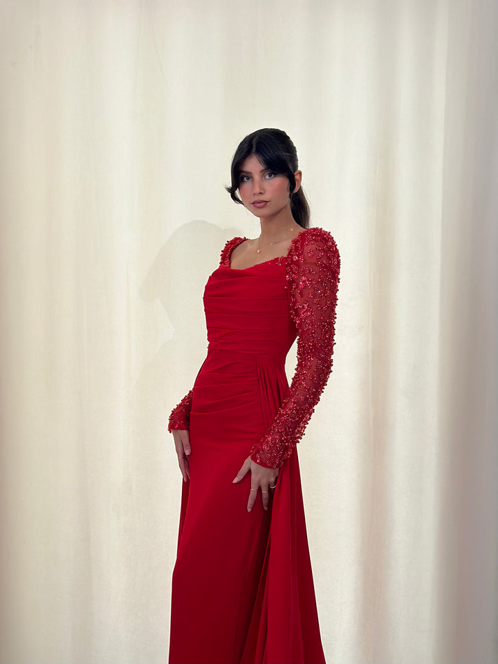 Robe de soirée rouge élégante