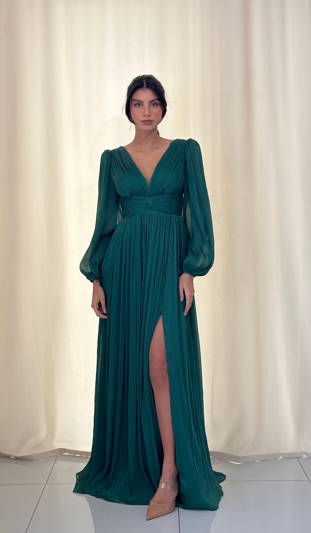 robe de soirée pour femme de couleur vert