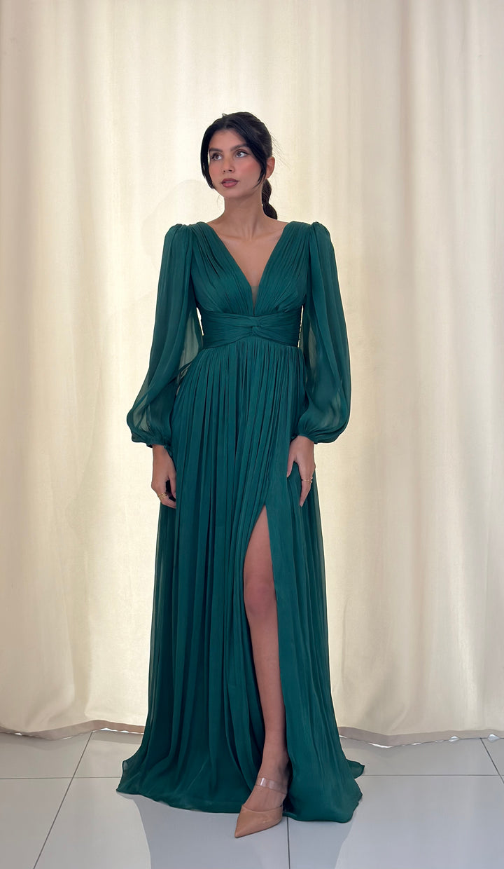 robe de soirée pour femme de couleur vert