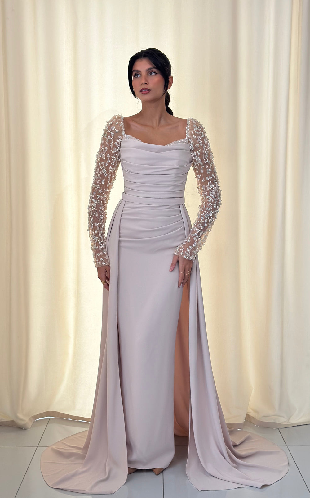 Robe de demoiselle d'honneur beige