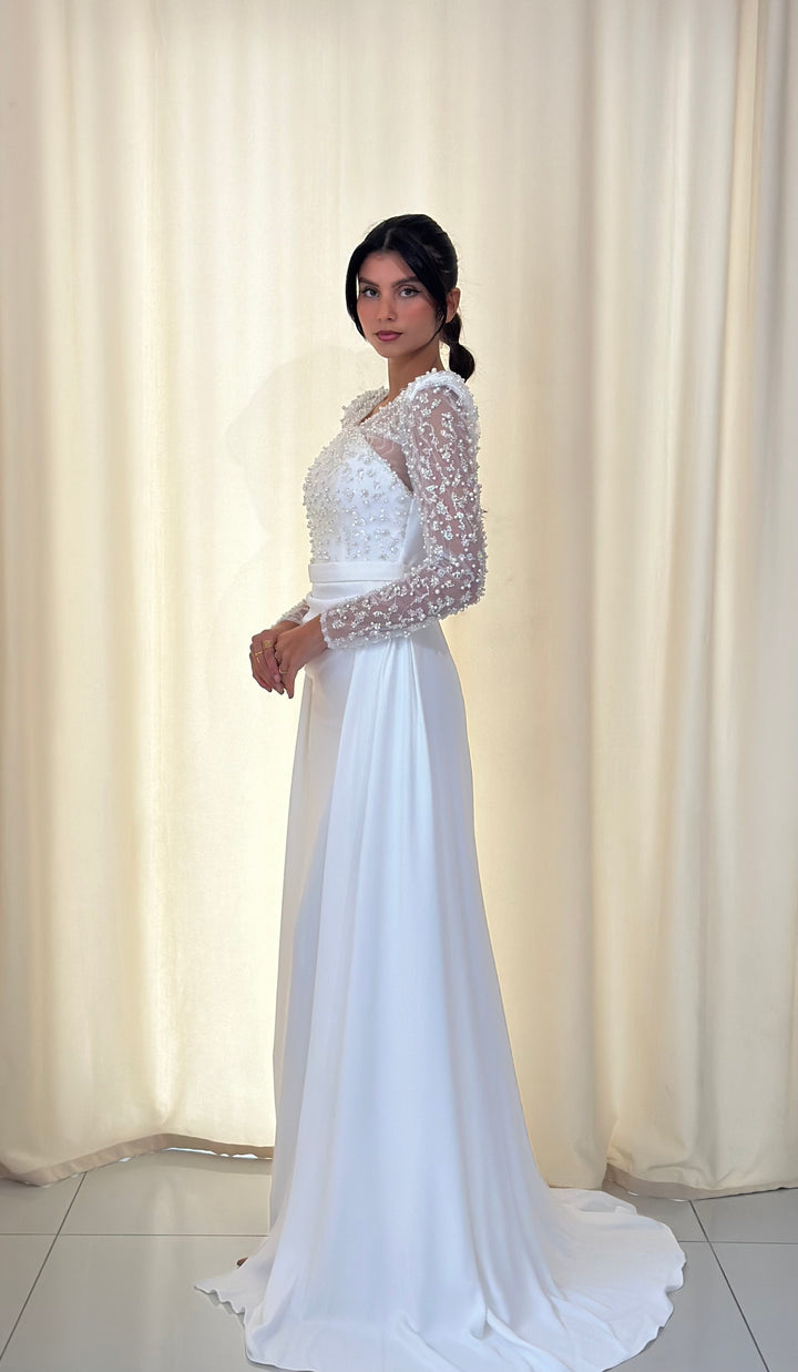 robe de mariée longue blanc 
