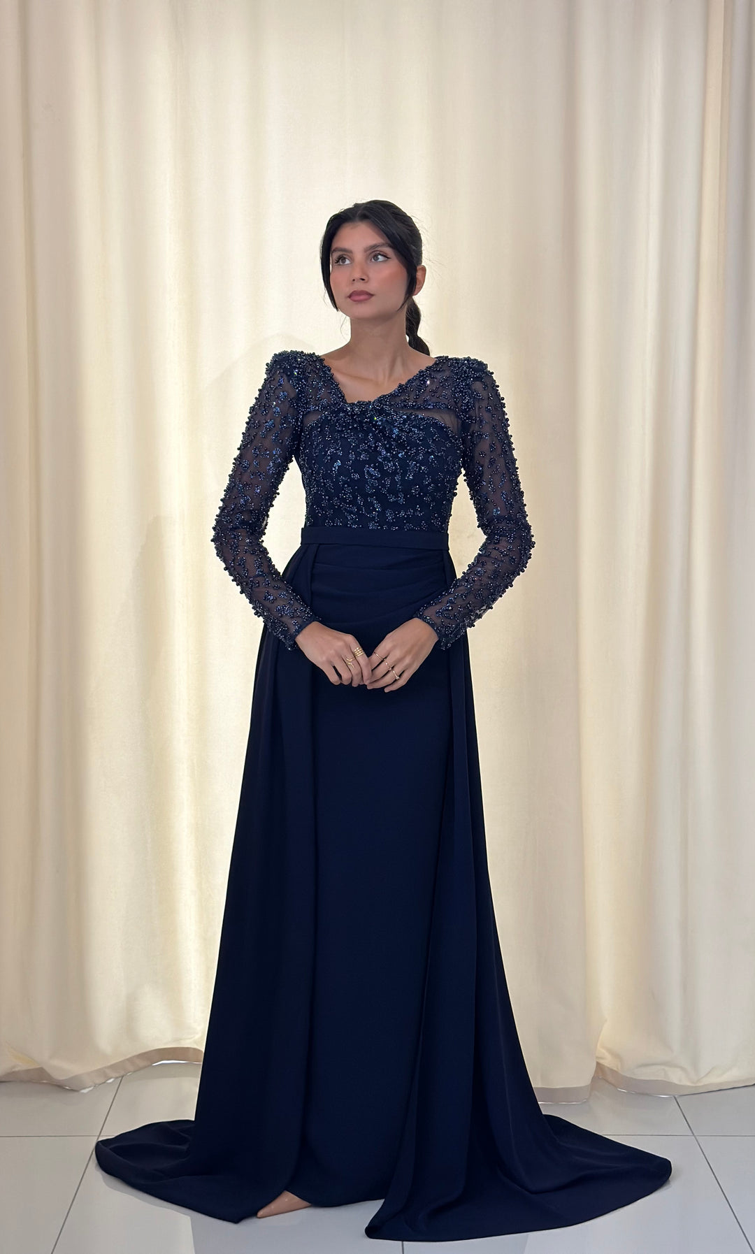 robe de soirée longue bleu marine