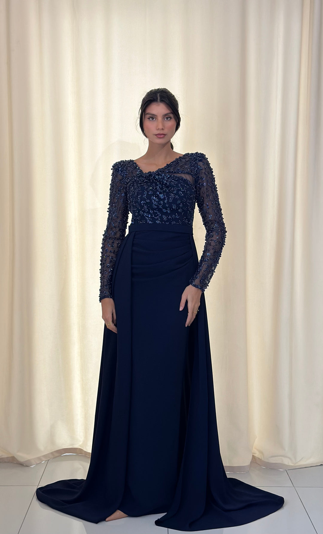 robe de soirée longue bleu marine