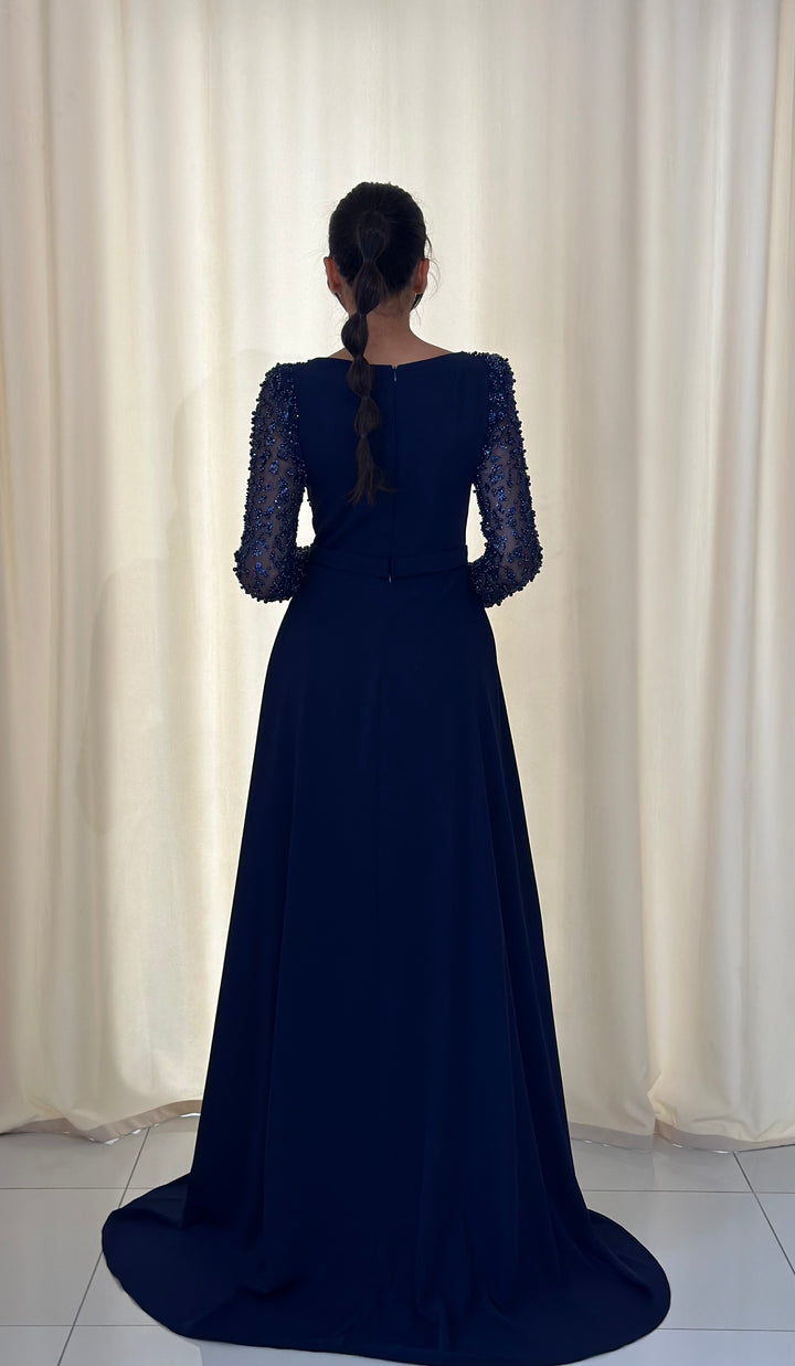 robe de soirée longue bleu marine