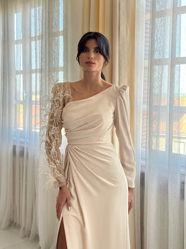 Robe de soirée beige