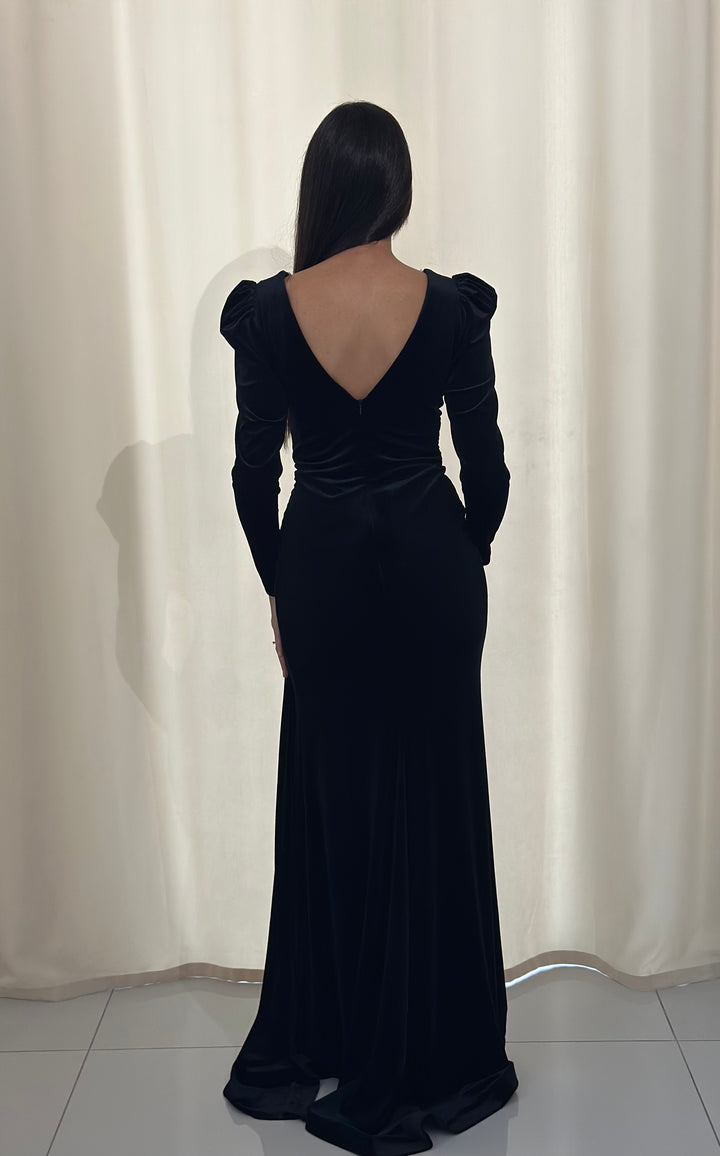 robe de soirée chic noir en velour