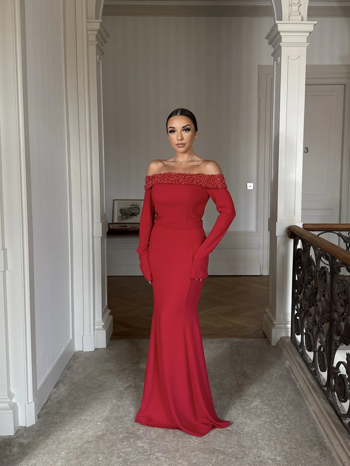 Robe de soirée chic pour femme, coupe longue et élégante pour cérémonie