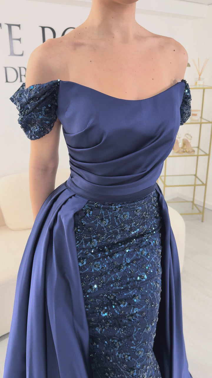 Robe de soirée bleu marine - Rouslana
