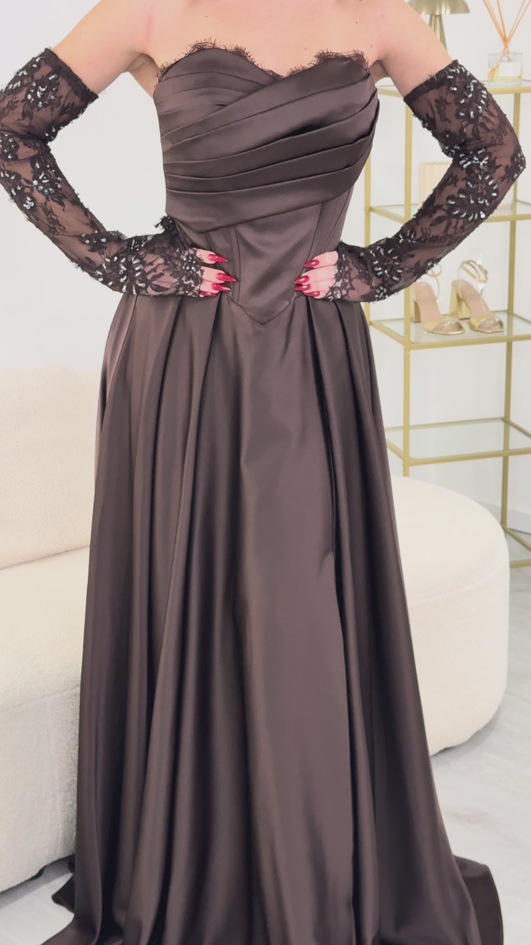 Vestido de noite marrom - Efnan