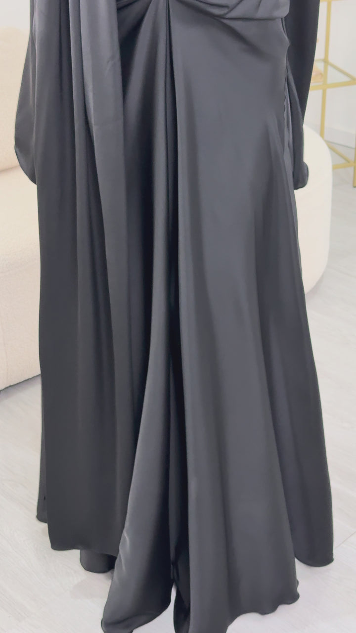 Robe de soirée modeste noire - Sirine