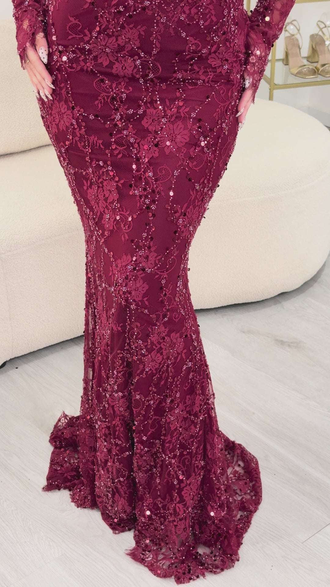 Robe de soirée bordeaux - Nora