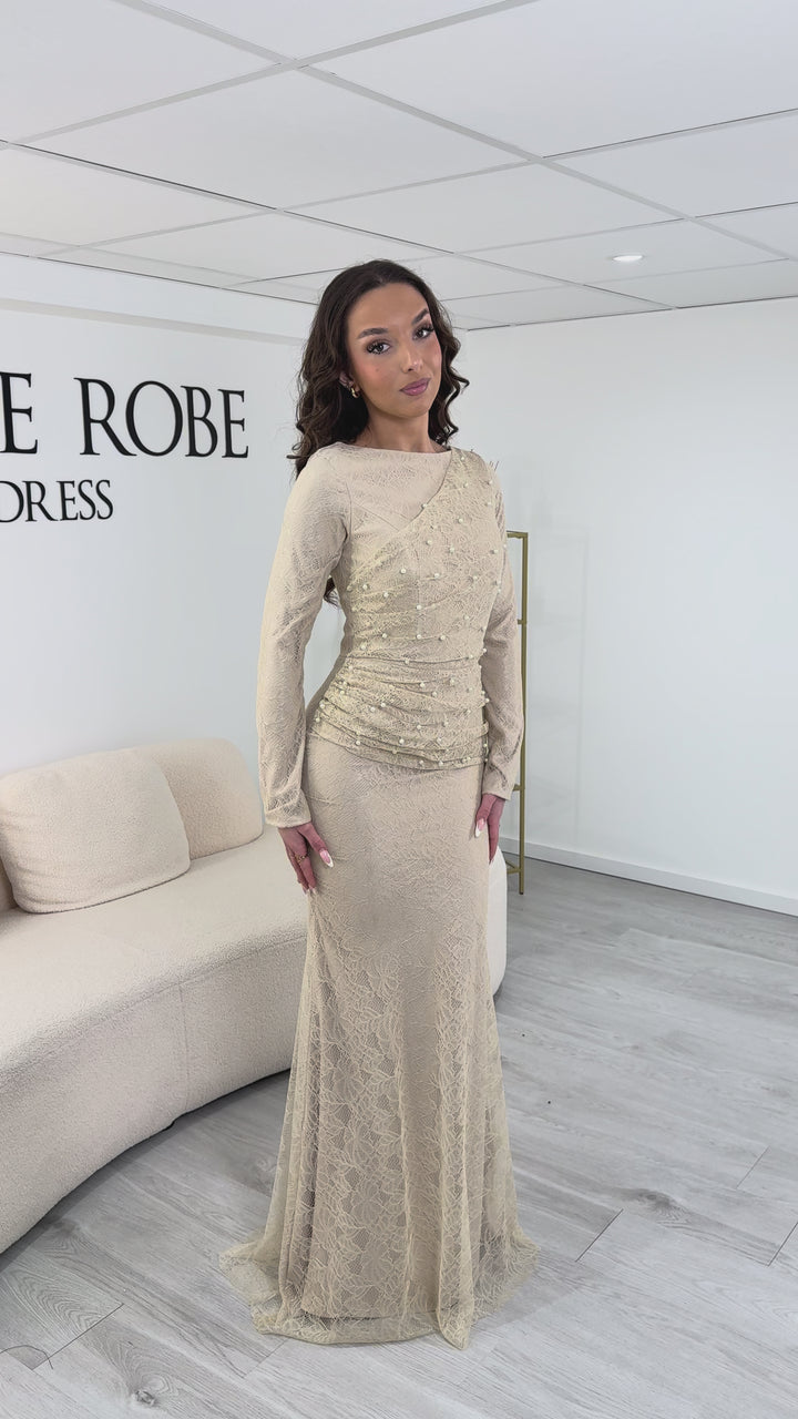 Beiges Abendkleid - Pelin