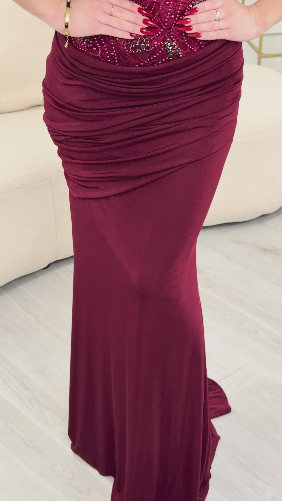 Vestido de noite Borgonha - Nour