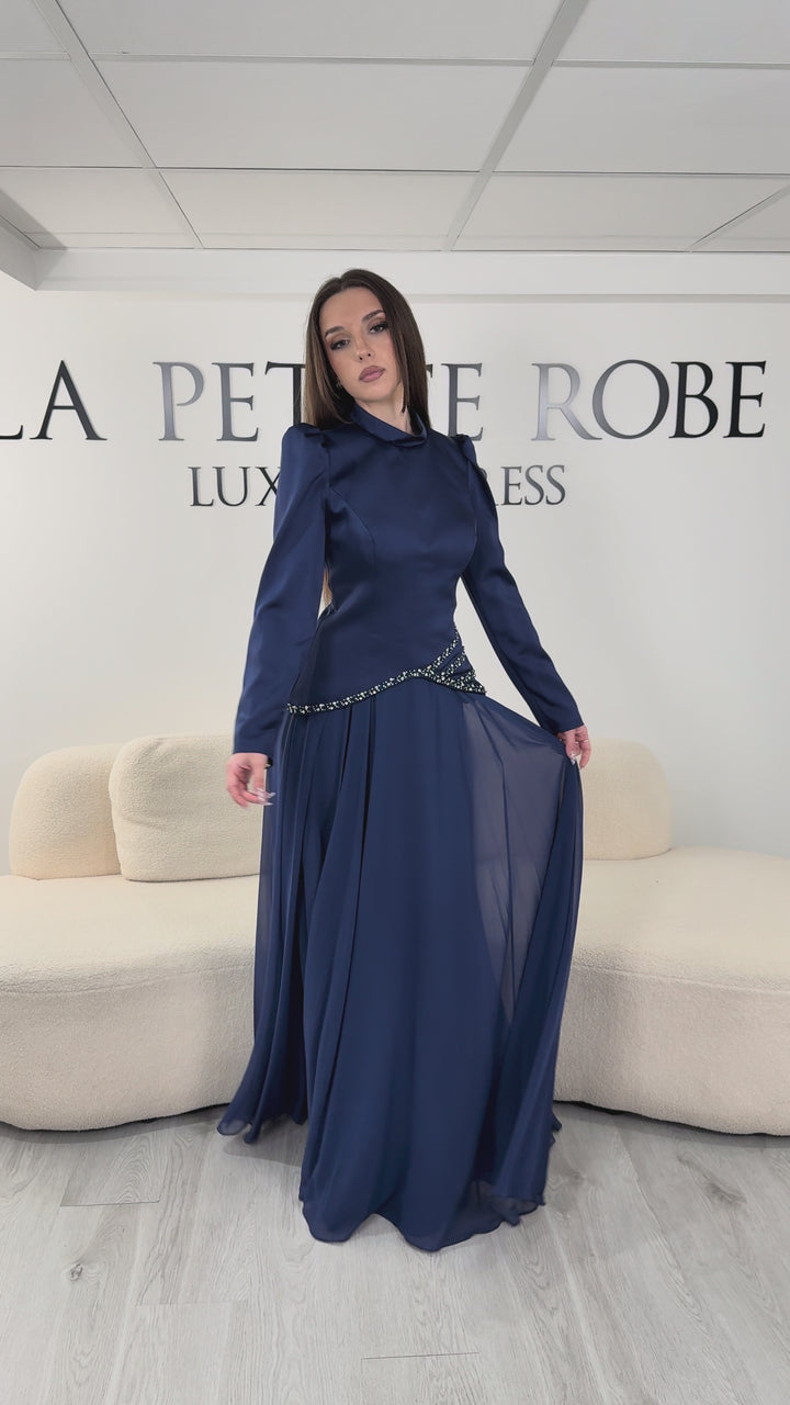 Abito da sera modesto blu navy - Sema