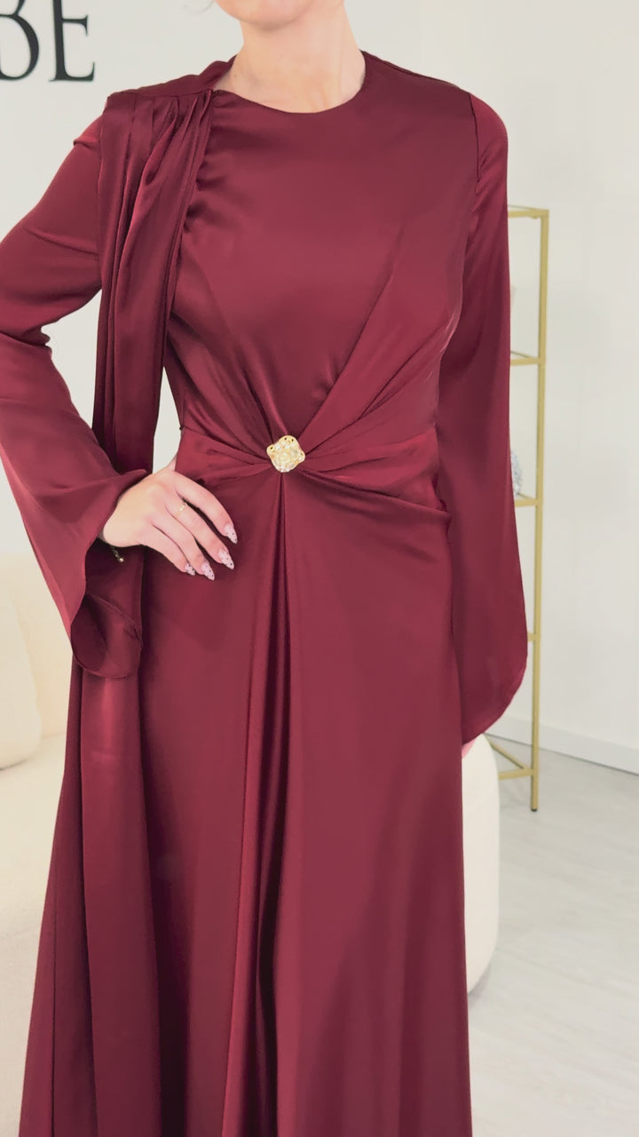 Robe de soirée modeste bordeaux - Sirine