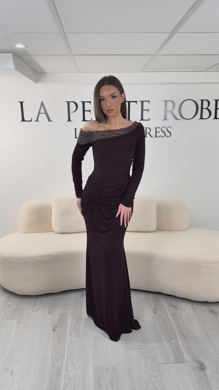 Robe de soirée marron - Liyana