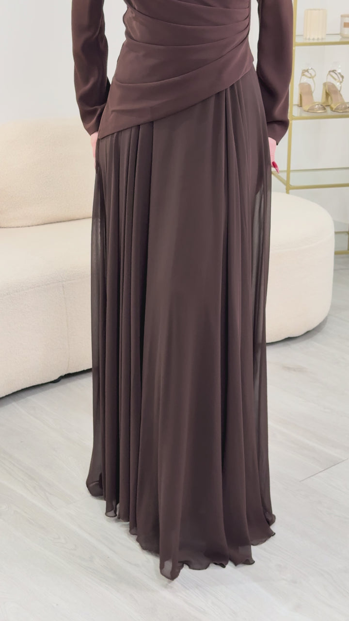 Vestido de noite modesto marrom - Esira