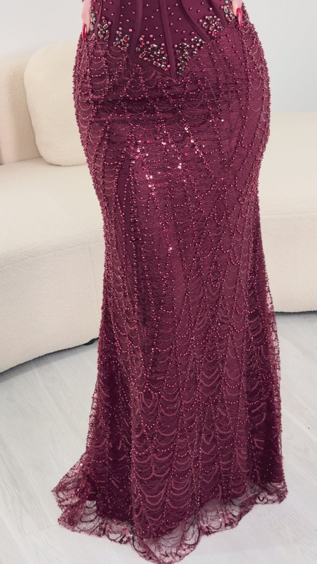 Burgundy evening dress - Ecem
