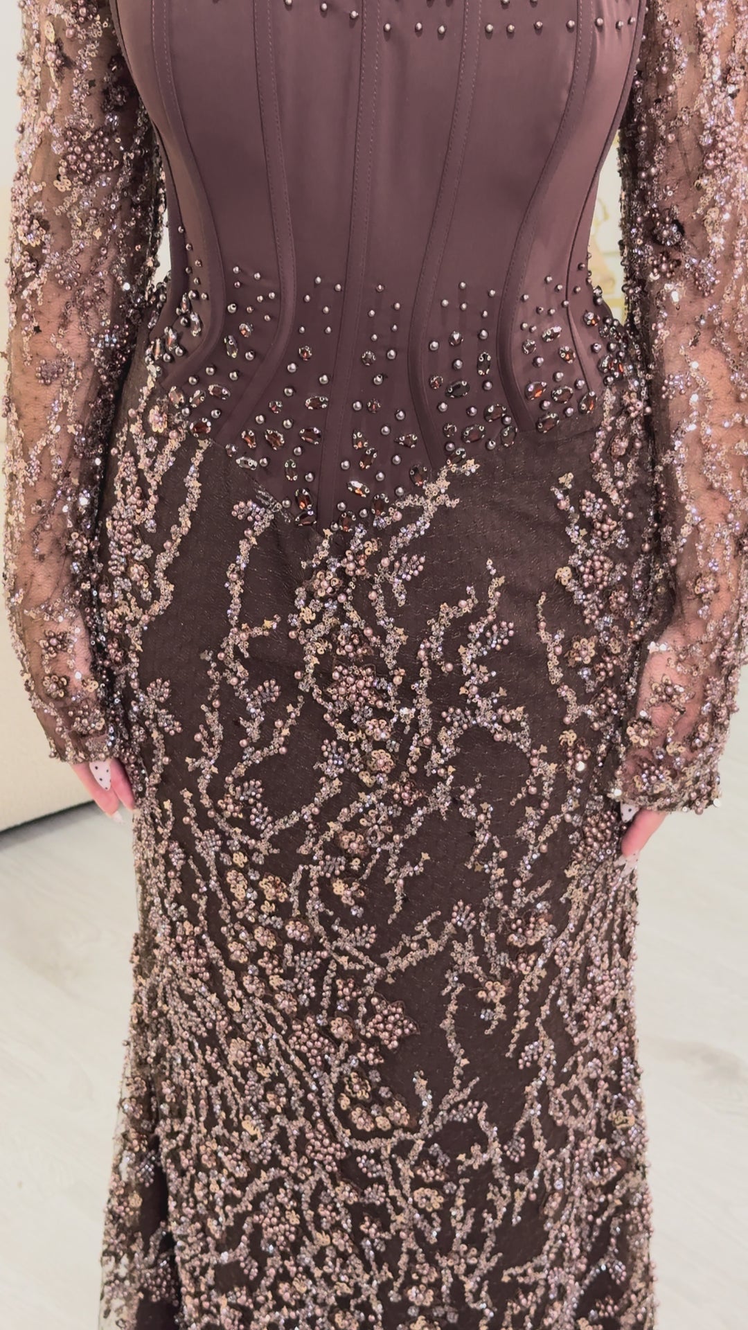 Beiges Abendkleid - Eda