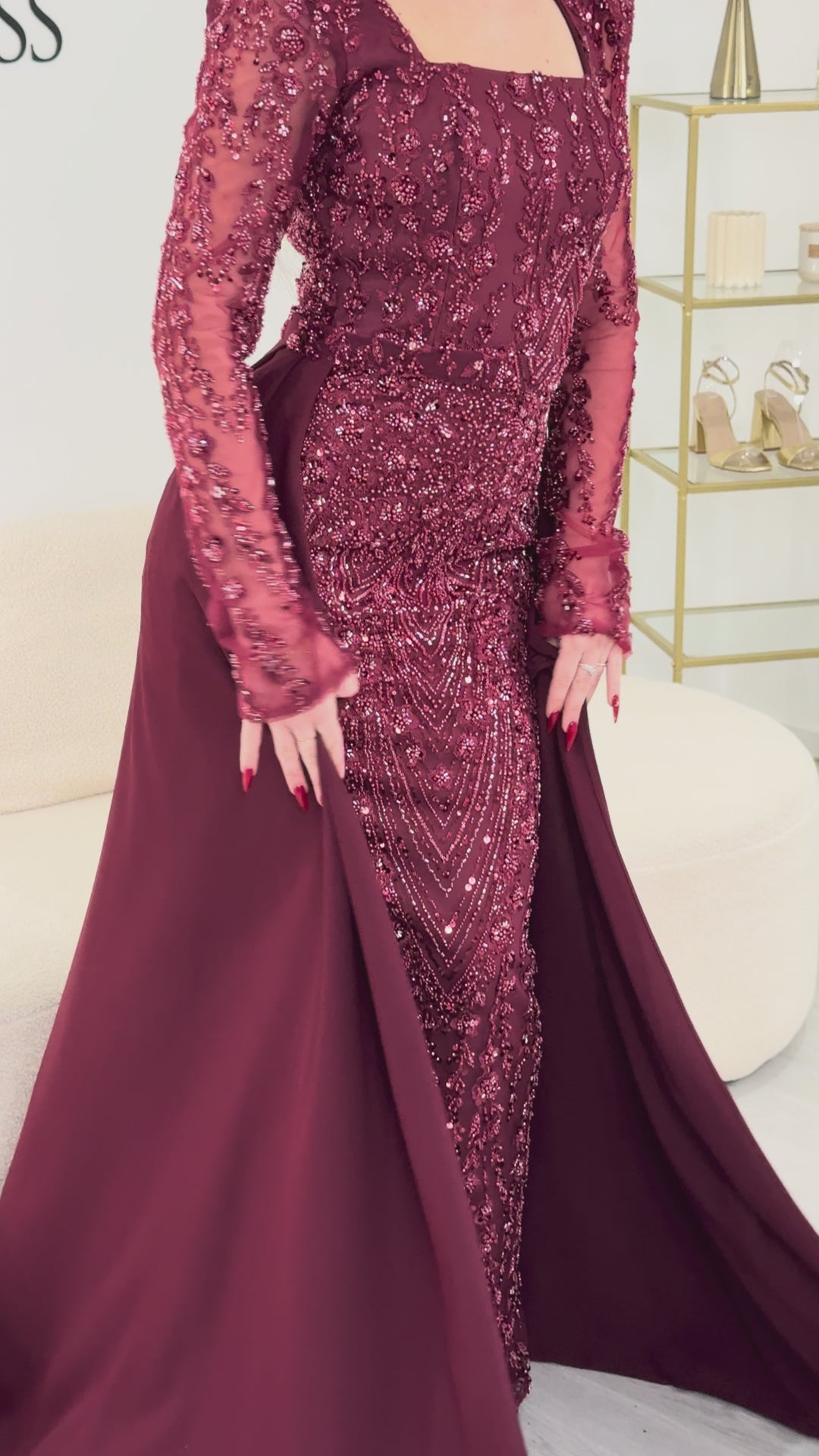 Robe de soirée bordeaux - Sara