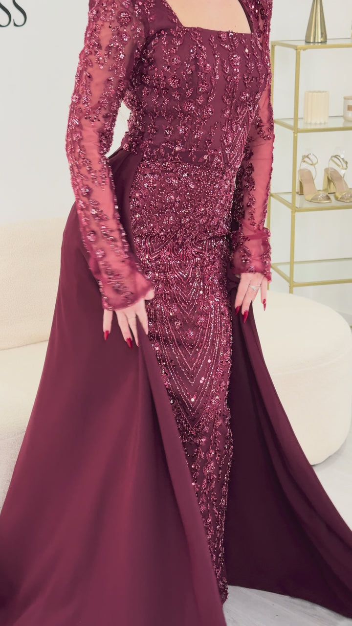 Robe de soirée bordeaux - Sara