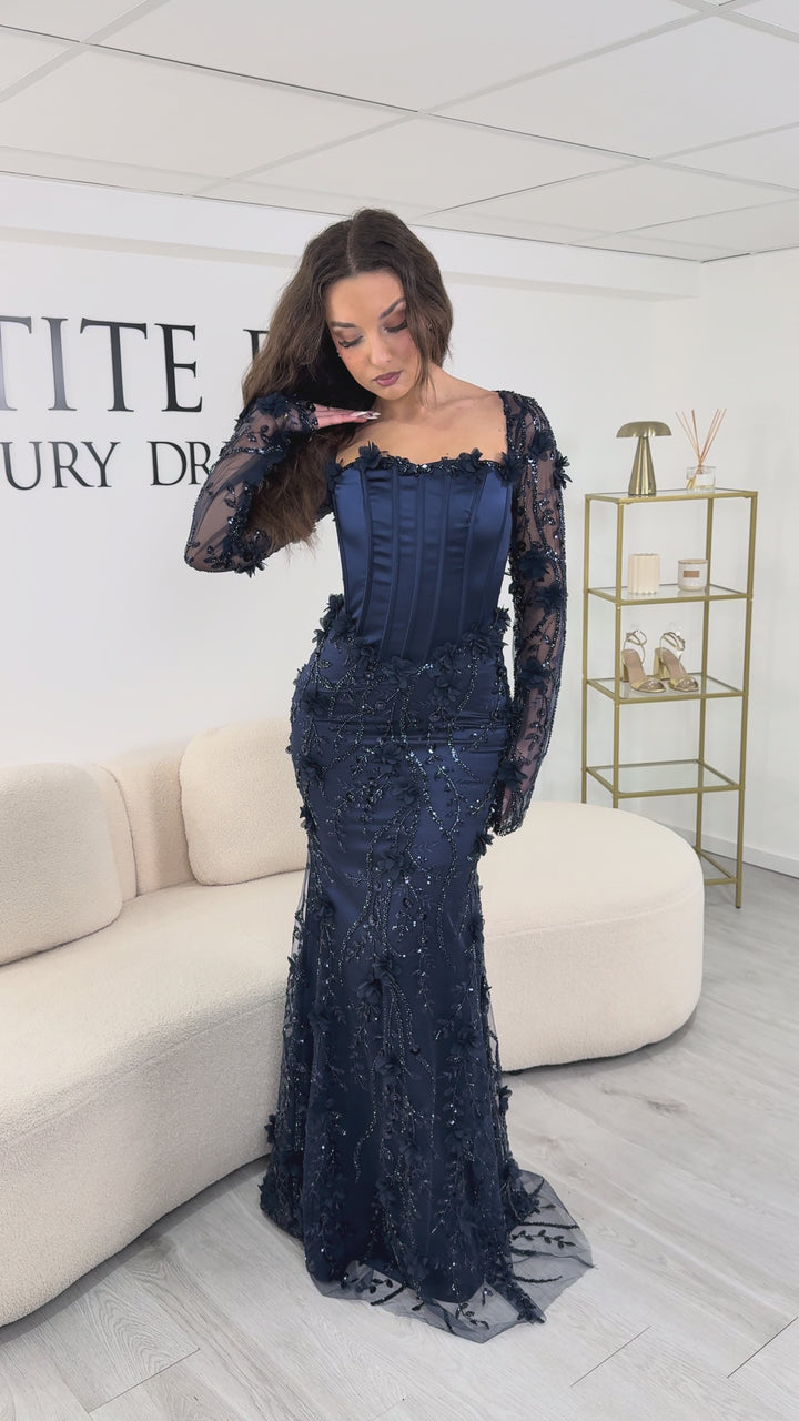 Marineblå aftenkjole - Iyal