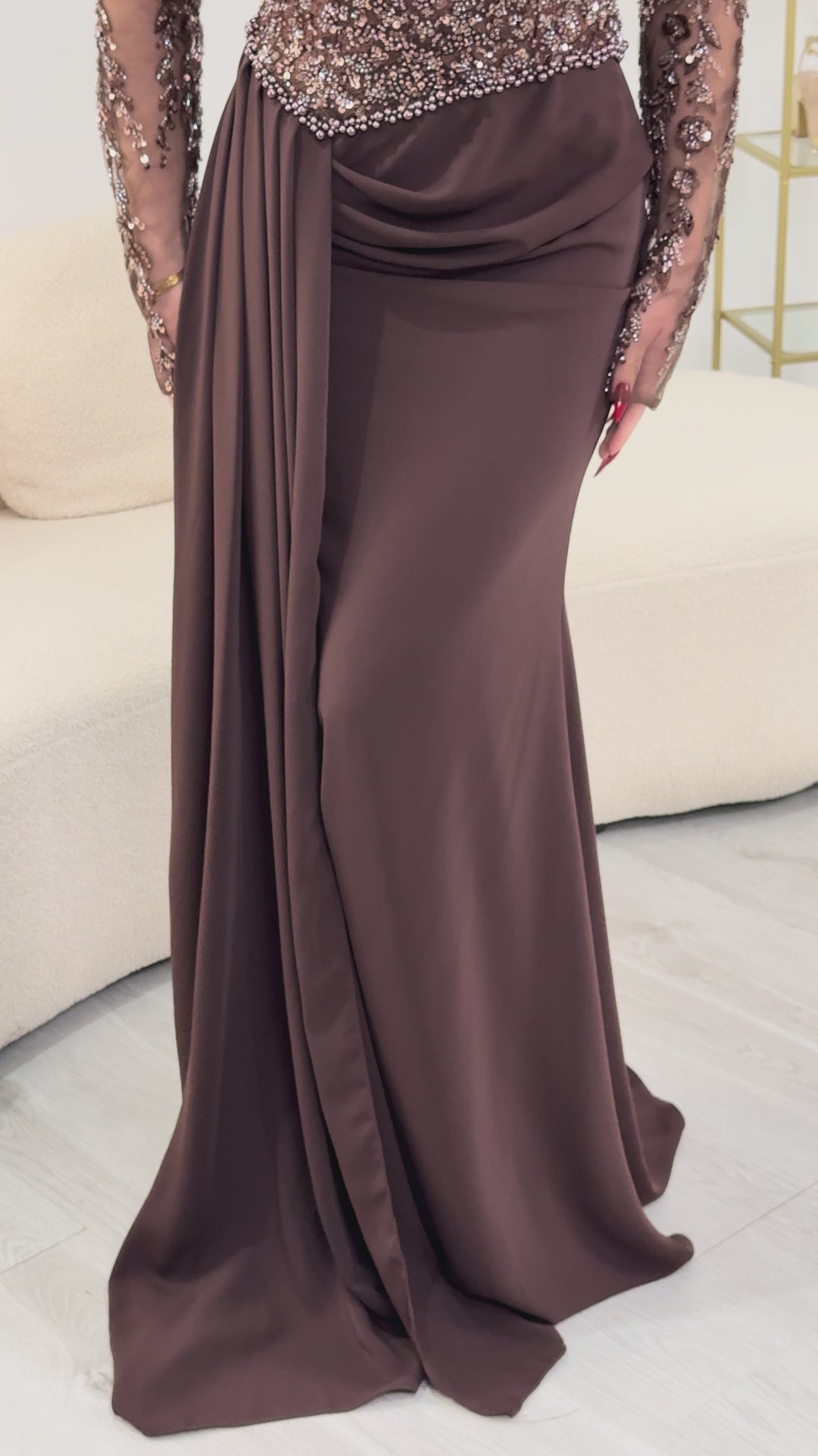 Vestido de noche marrón - Laya