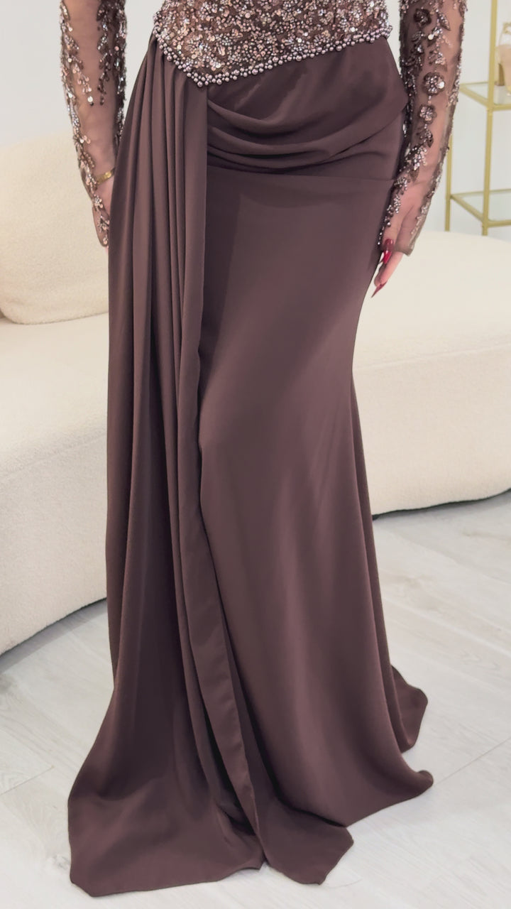 Vestido de noche marrón - Laya