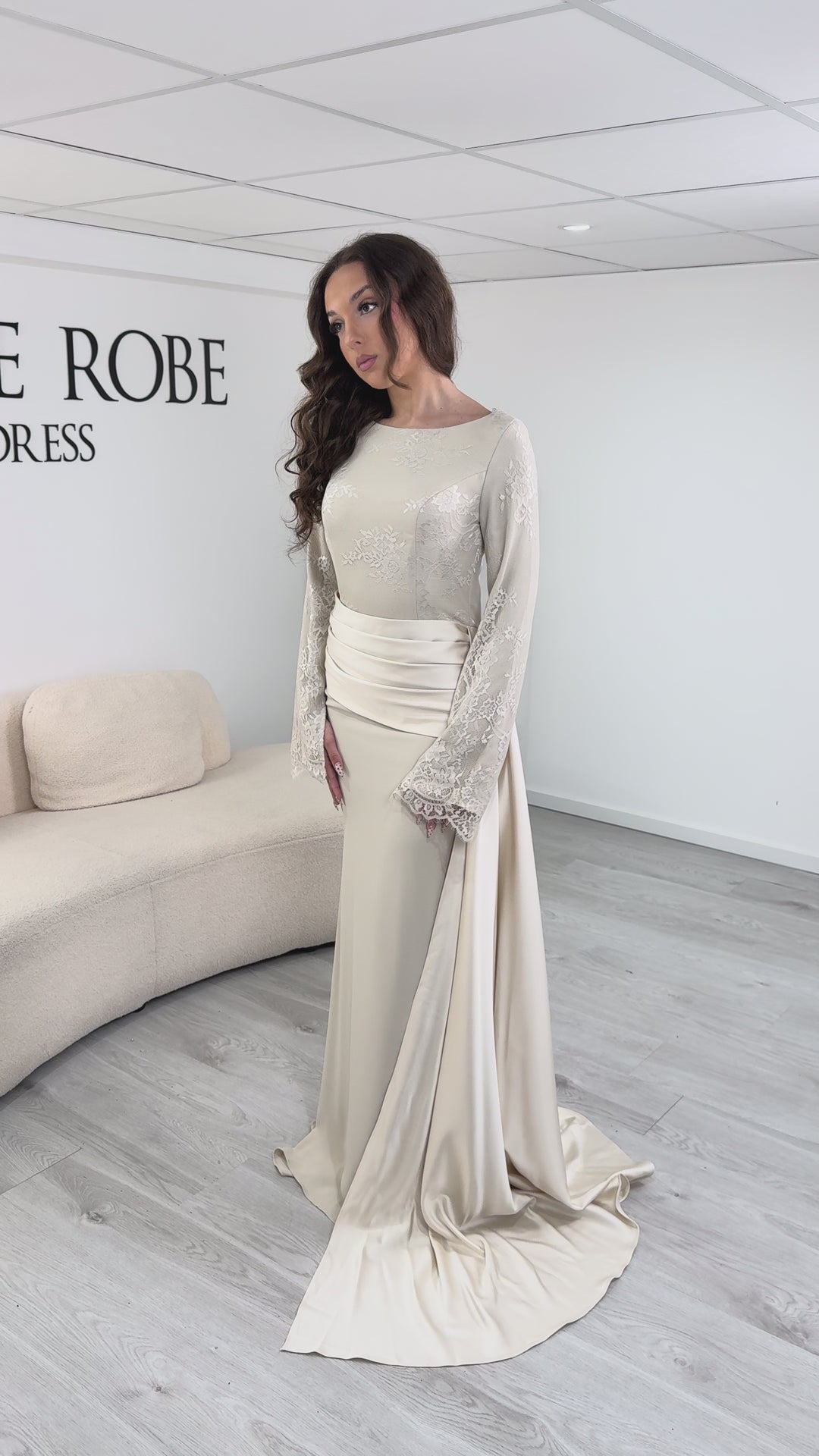 Robe de soirée beige - Elina