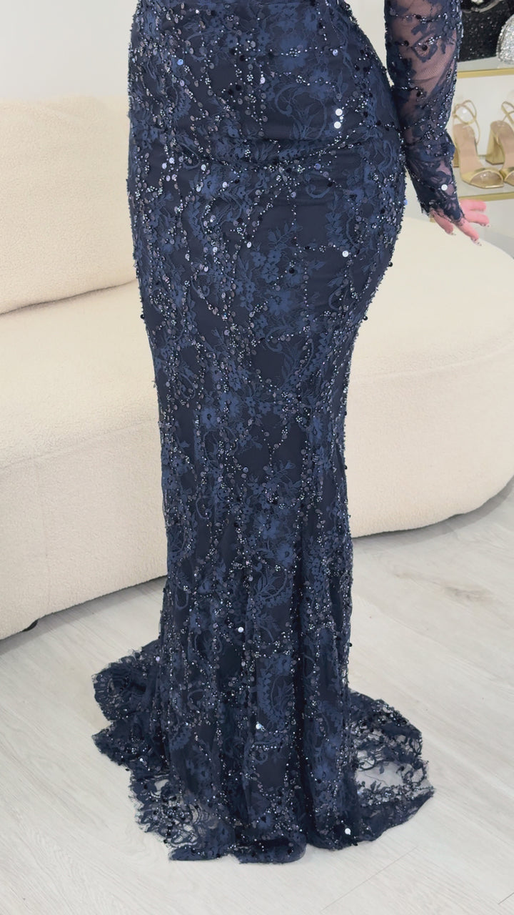 Robe de soirée bleu marine - Nora