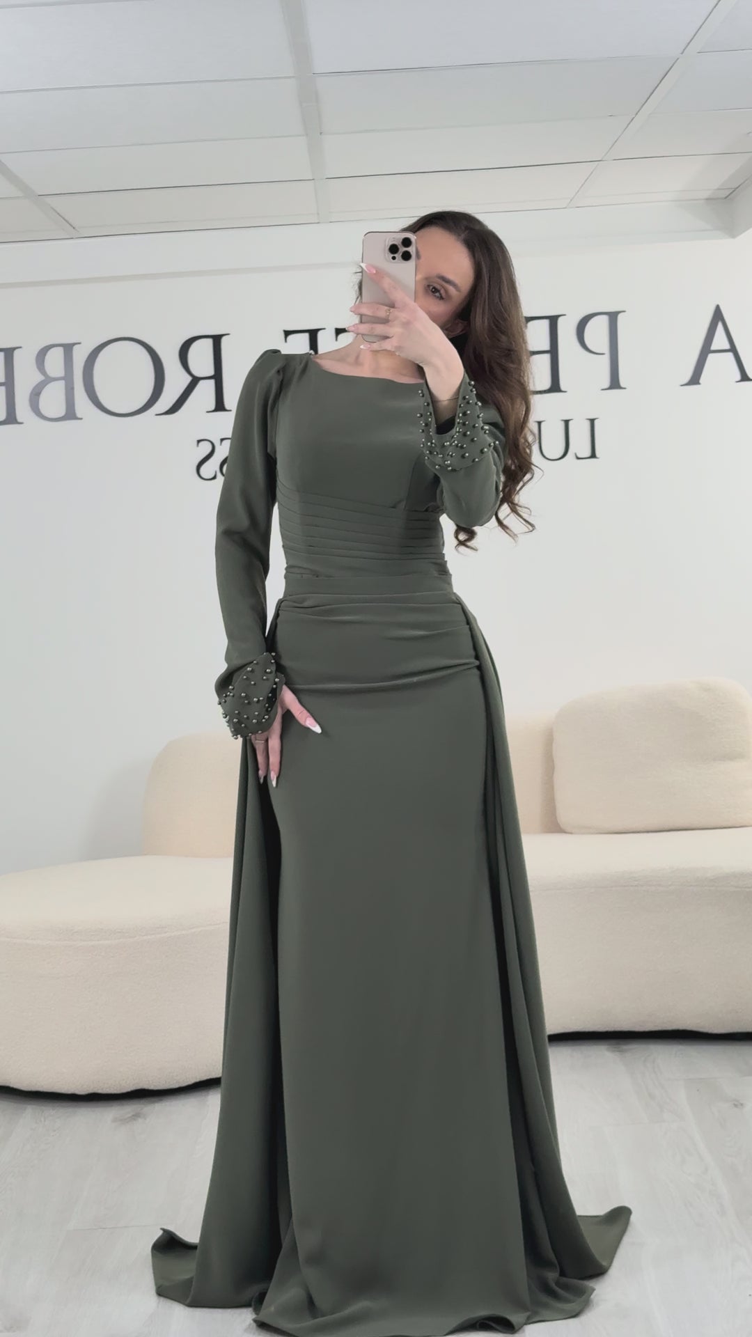 Khaki aftenkjole - Asena