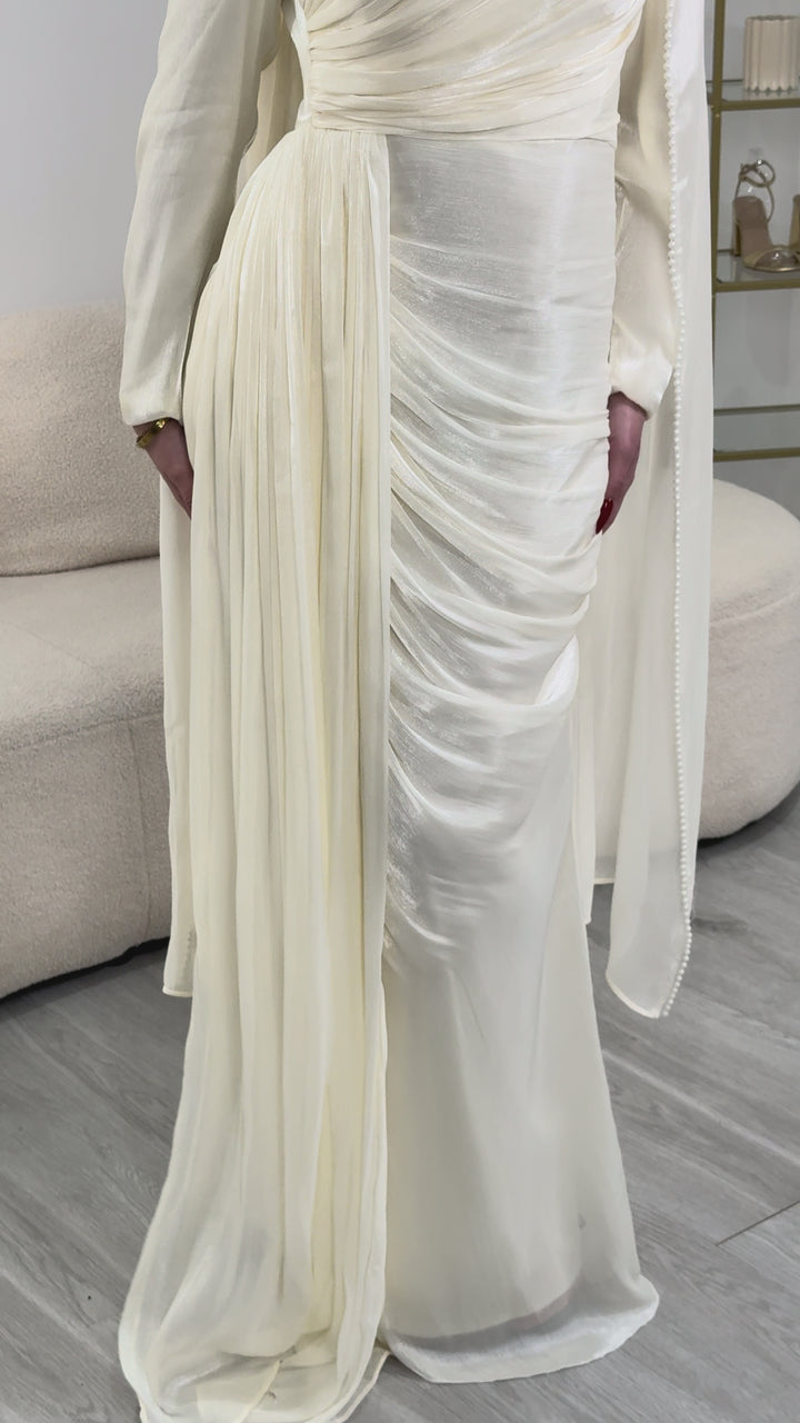 Abito da sera color crema modesto - Bahar