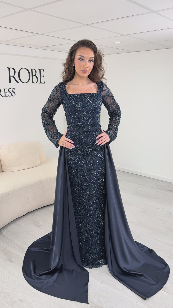Robe de soirée bleu marine - Rana