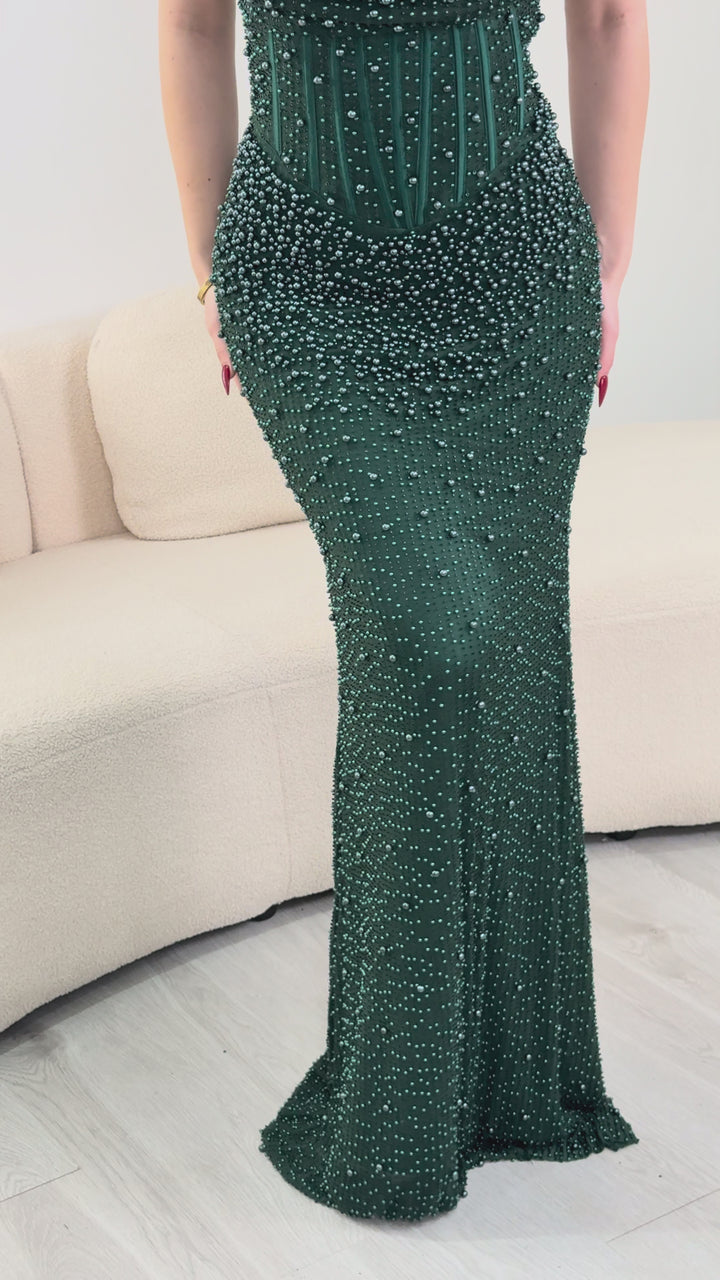 Robe de soirée vert éméraude - Fiora