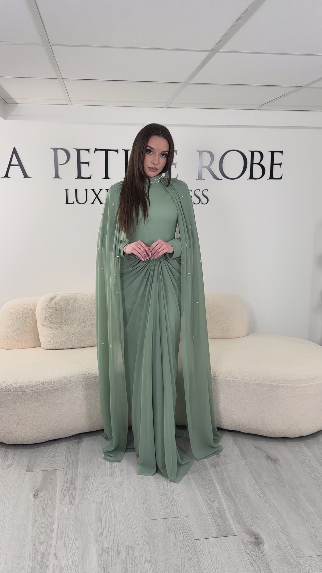 Abito da sera modesto verde mare - Elya