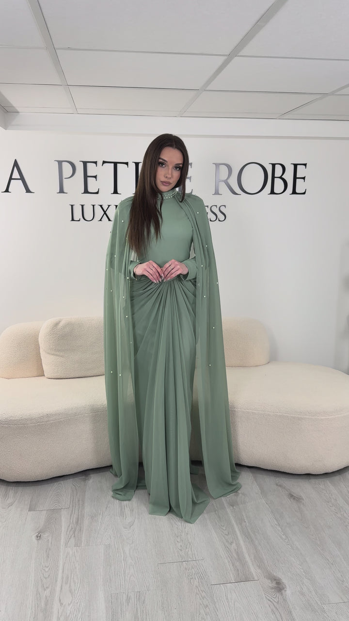 Abito da sera modesto verde mare - Elya