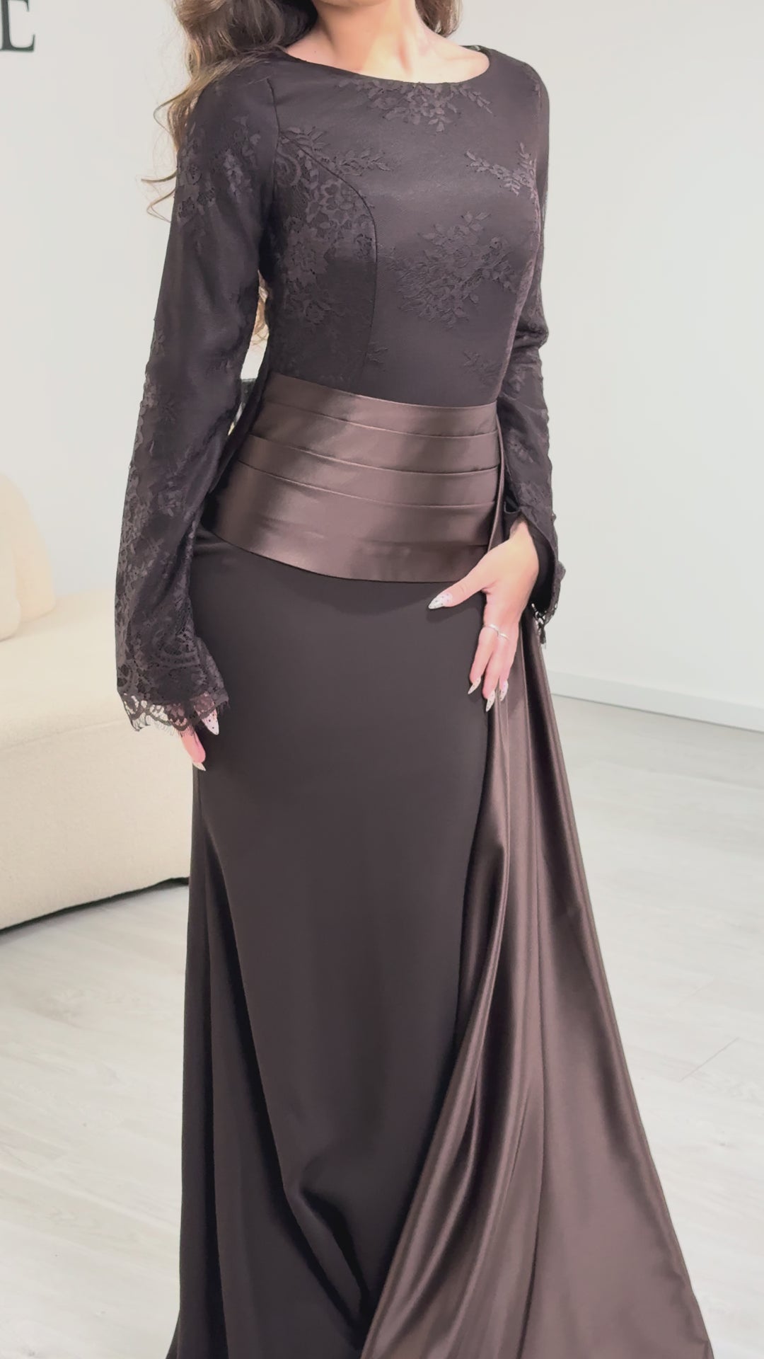 Robe de soirée marron - Elina