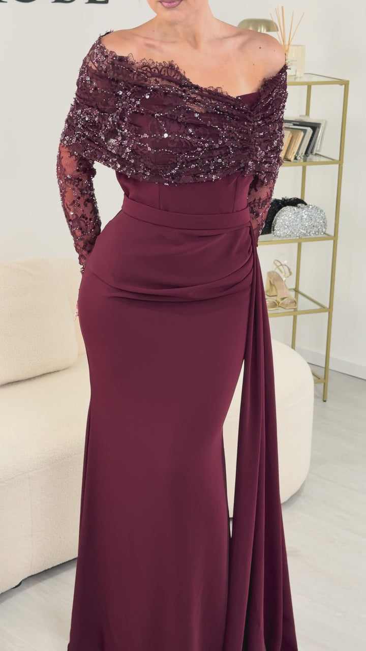 Robe de soirée bordeaux - Alessia