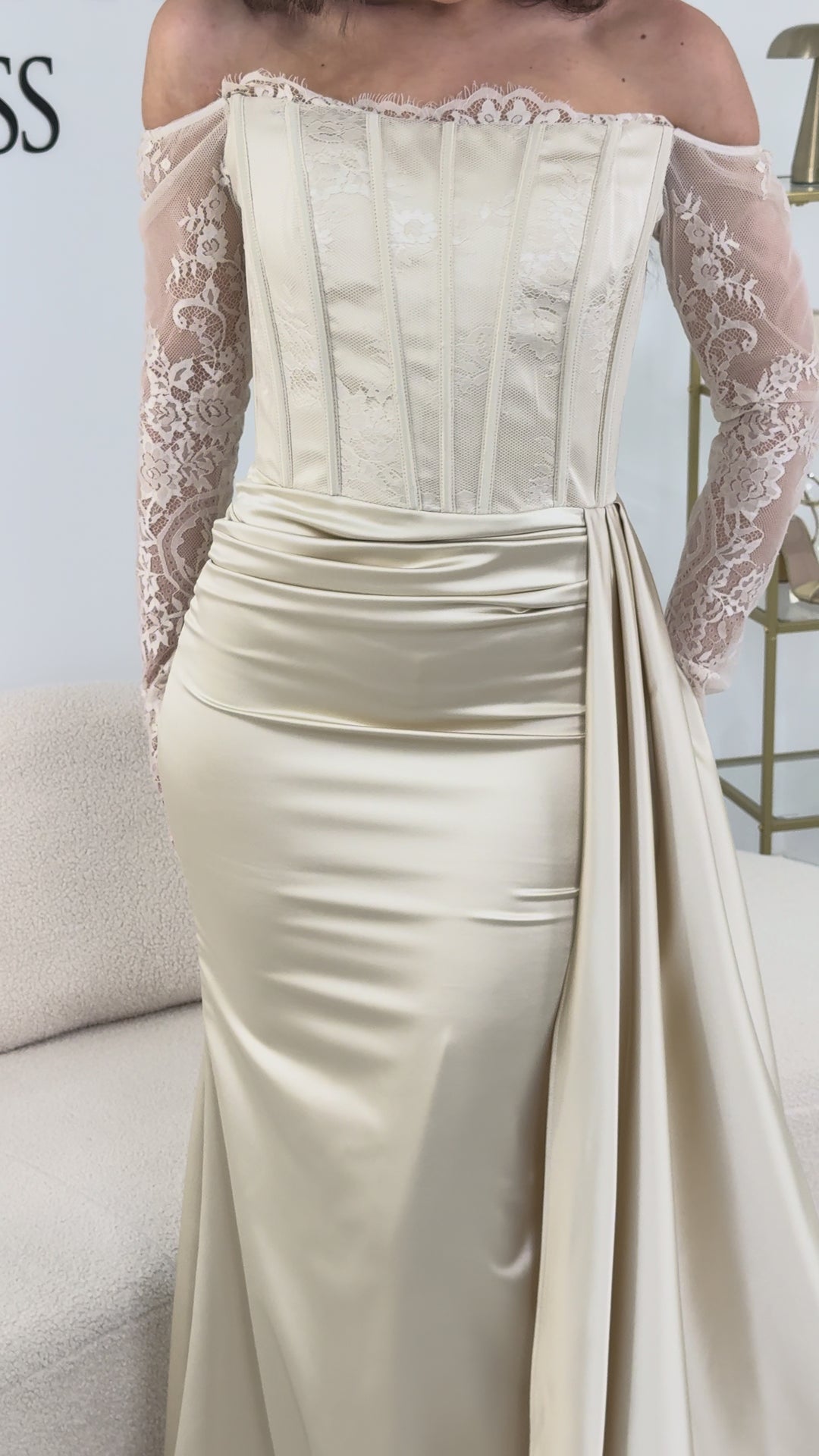 Beige aftenkjole - Idil